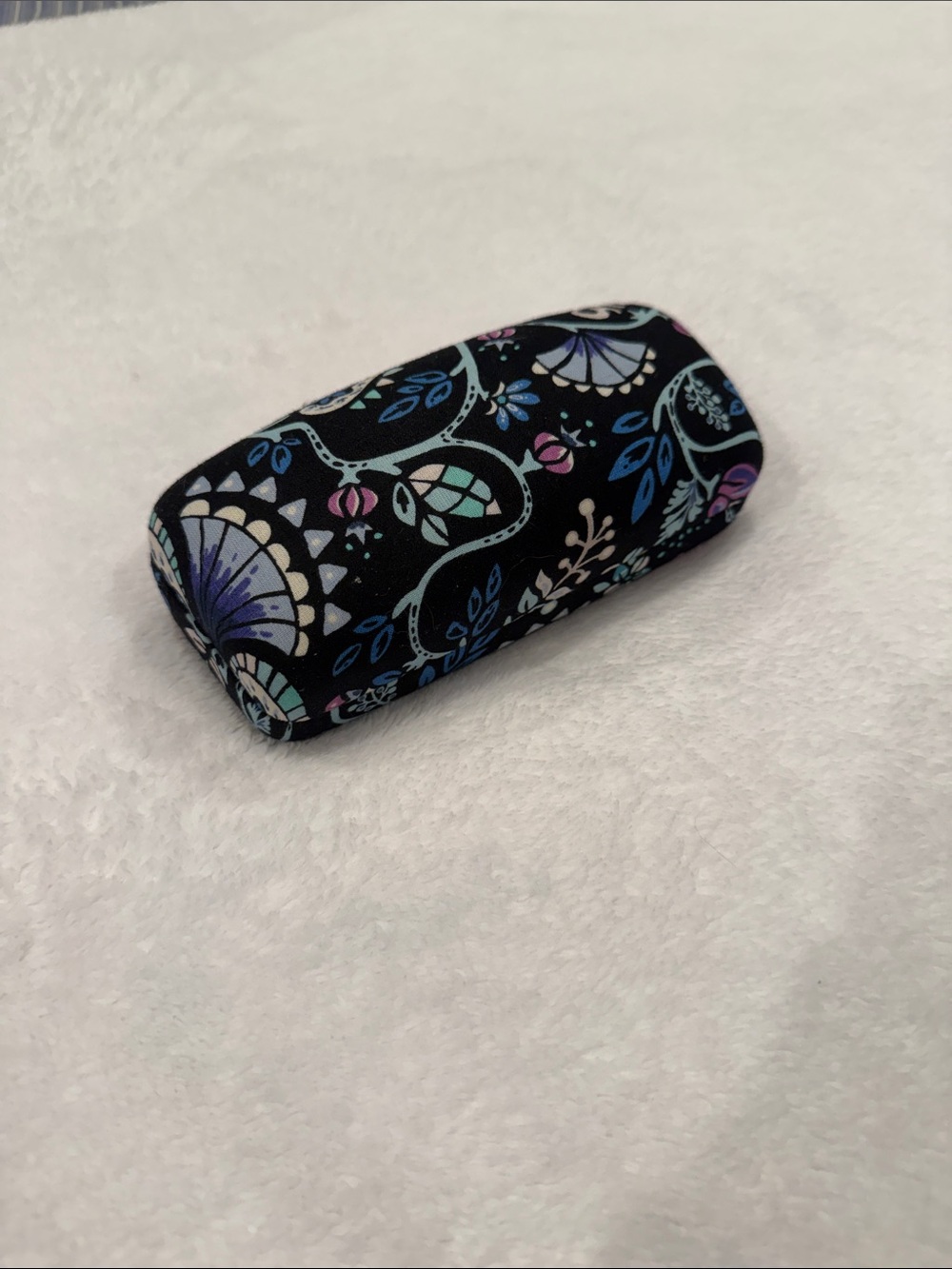 Vera Bradley Black Floral Eyeglass Case with Blue, Purple & Teal Details